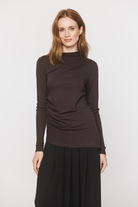common:product-alt-prefix A brown jumper-style top with an asymmetrical cut