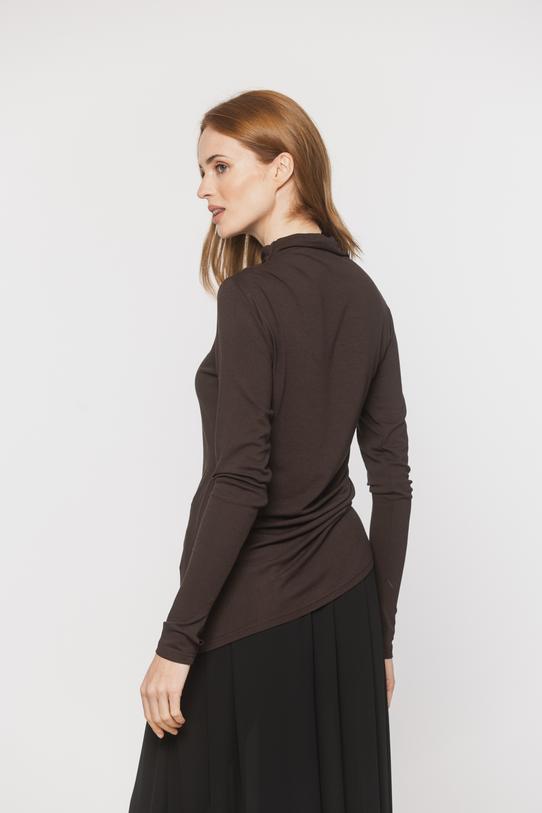 A brown jumper-style top with an asymmetrical cut - 3