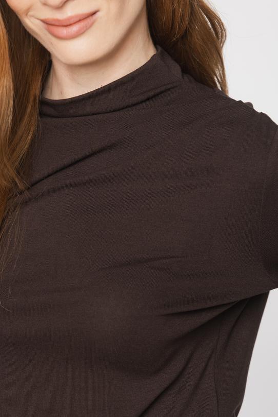 A brown jumper-style top with an asymmetrical cut - 5