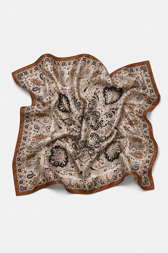 Jedwabna apaszka z motywem paisley w odcieniach brązu - 2