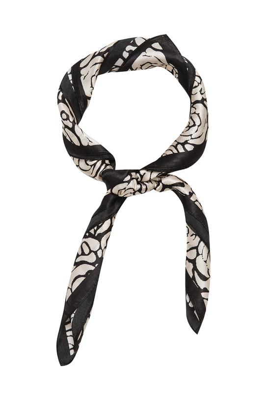 Wizualizacja Beżowa apaszka jedwabna w czarny wzór