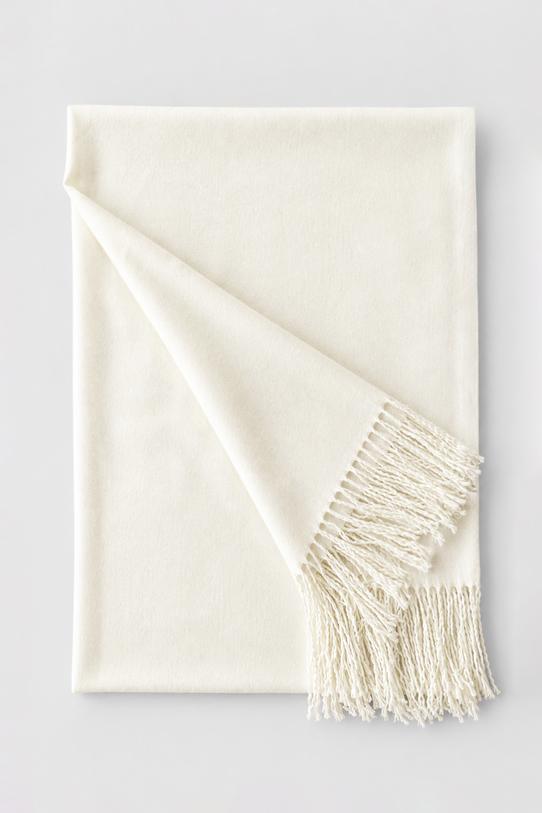 A milk-coloured cashmere and viscose scarf - 1