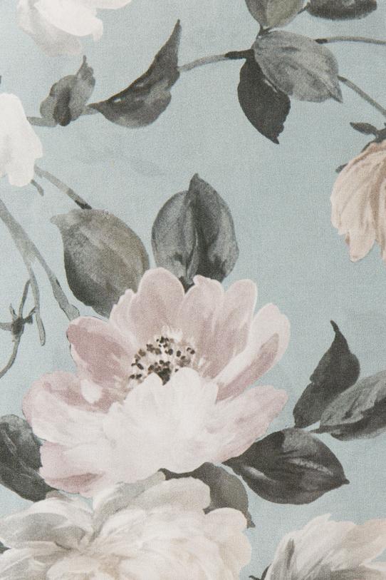 Szałwiowa jedwabna apaszka w jasne duże kwiaty - 1