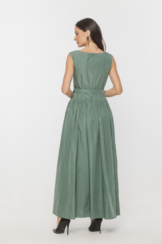 Szałwiowa wyrafinowana sukienka maxi z tafty - 3