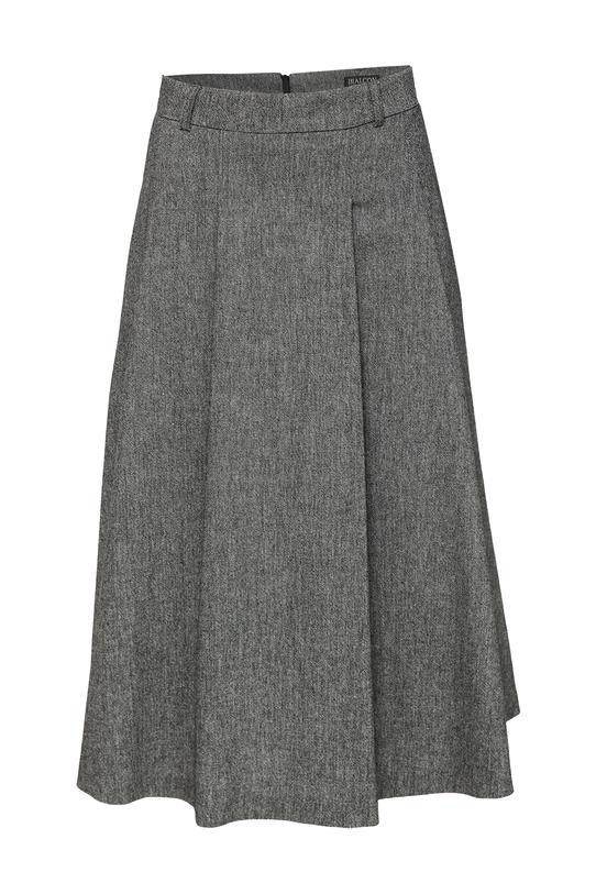 Szara spódnica z zakładkami i kieszeniami - 1