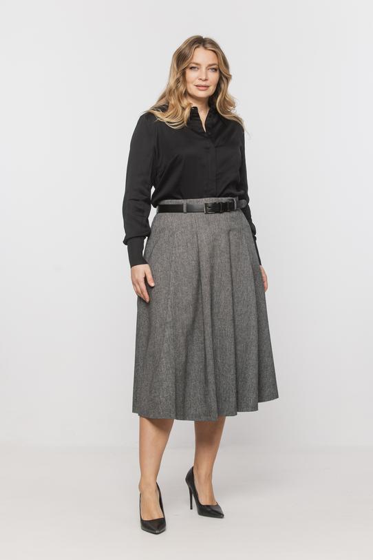 Wizualizacja Szara spódnica z zakładkami i kieszeniami