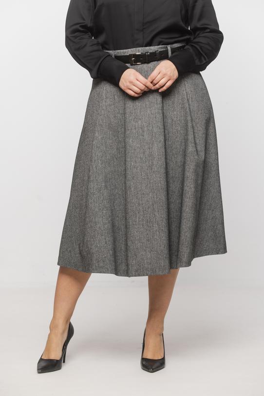 Szara spódnica z zakładkami i kieszeniami - 2