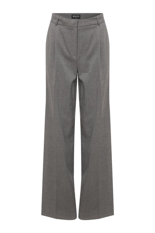 Szare garniturowe spodnie ze szlufkami i kieszeniami - 1