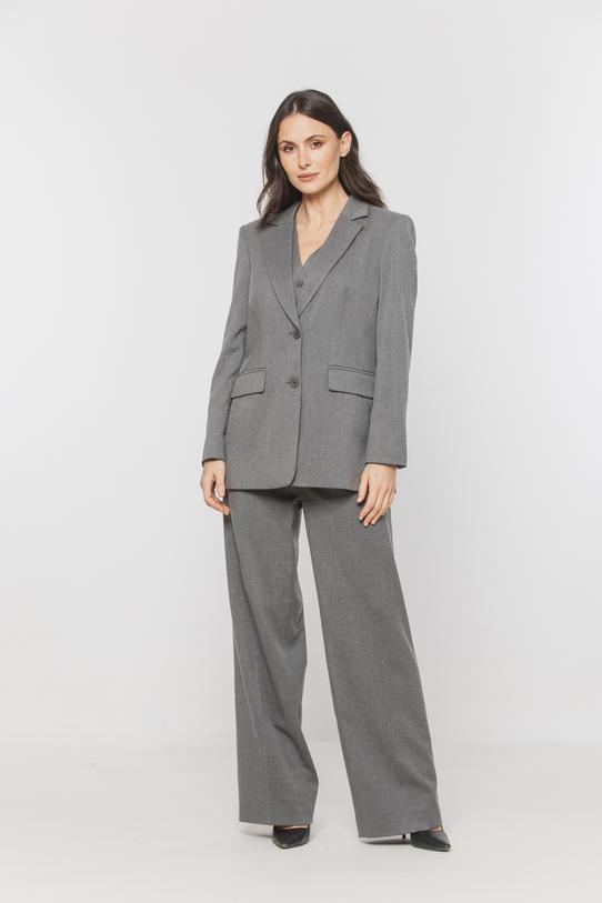 Szare garniturowe spodnie ze szlufkami i kieszeniami - 2