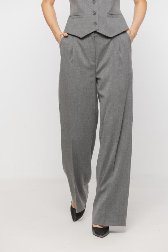 Szare garniturowe spodnie ze szlufkami i kieszeniami - 3