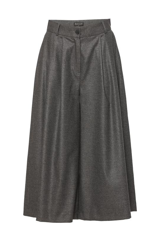 Szare kuloty z szeroką nogawką i zakładkami - 1