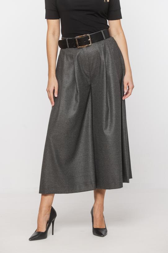 Szare kuloty z szeroką nogawką i zakładkami - 2