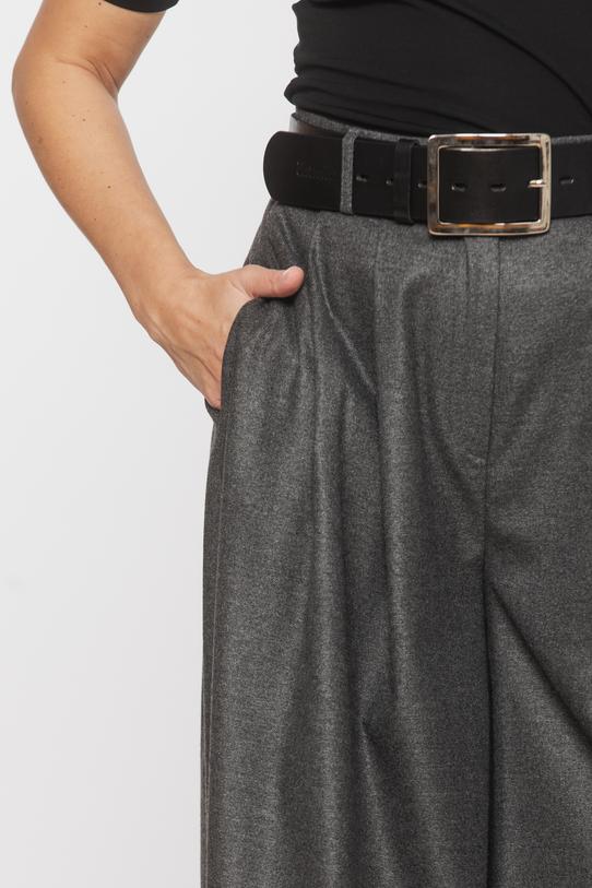 Szare kuloty z szeroką nogawką i zakładkami - 3