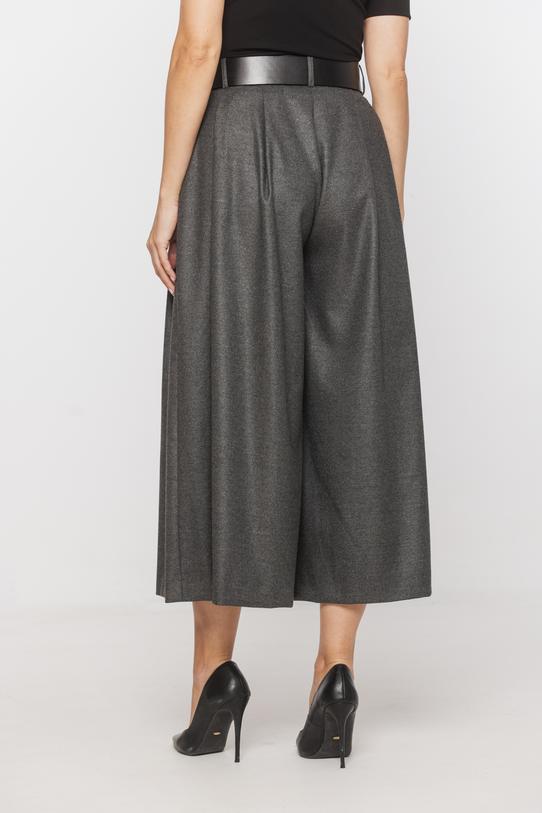 Szare kuloty z szeroką nogawką i zakładkami - 4