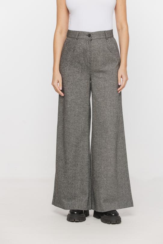 Szare melanżowe spodnie z dodatkiem wełny - 2