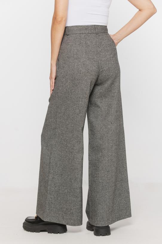 Szare melanżowe spodnie z dodatkiem wełny - 3