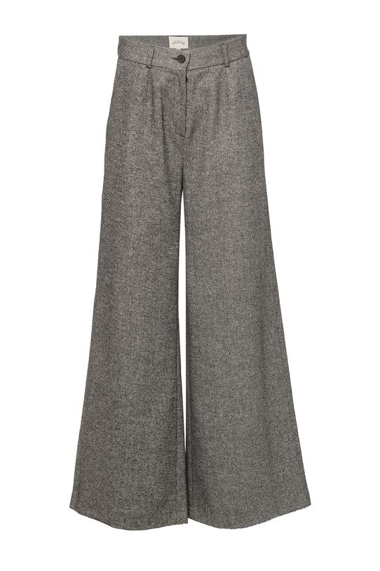 Szare melanżowe spodnie z dodatkiem wełny - 1