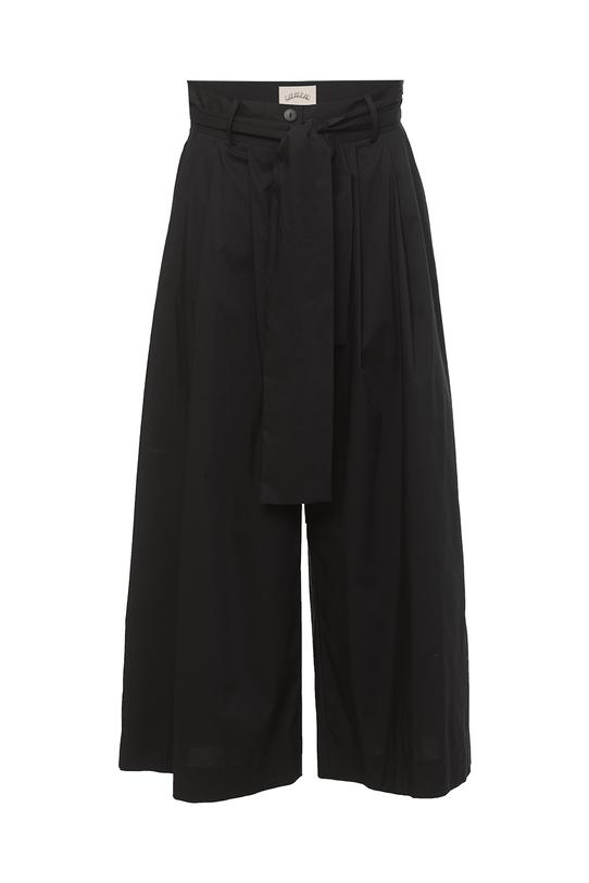 Szerokie czarne spodnie z bawełną o długości 7/8 - 1