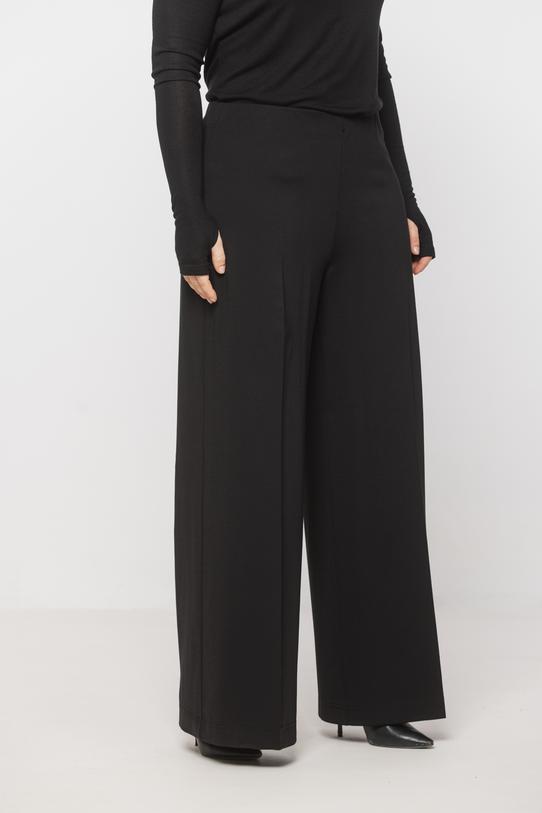 Szerokie czarne spodnie z dzianiny wiskozowej - 2