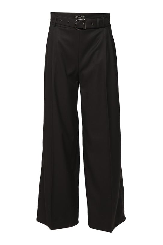 Szerokie czarne spodnie z zakładkami i zapięciem z boku - 1