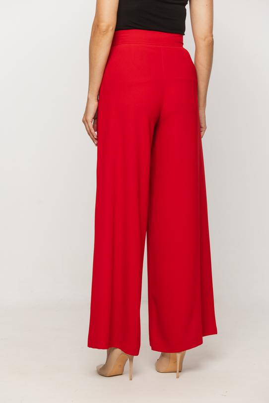 Szerokie czerwone spodnie zapinane z boku - 3