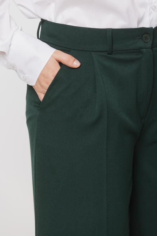 Szerokie spodnie w kant w kolorze butelkowej zieleni - 4