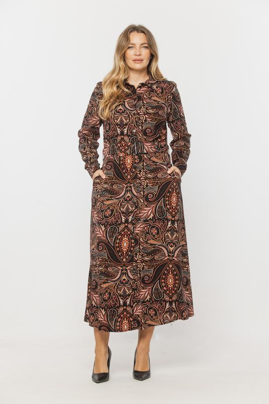 Wizualizacja Szmizjerka czarna midi w kwiatowy wzór