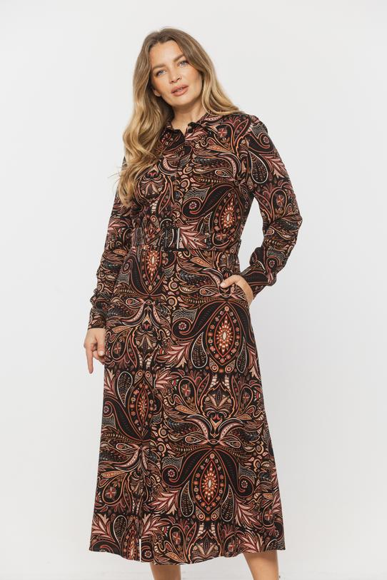 Szmizjerka czarna midi w kwiatowy wzór - 2