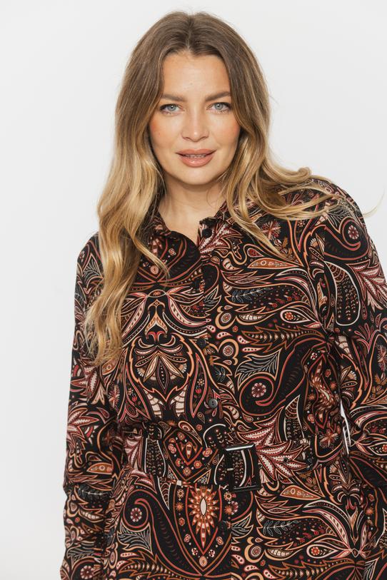 Szmizjerka czarna midi w kwiatowy wzór - 4