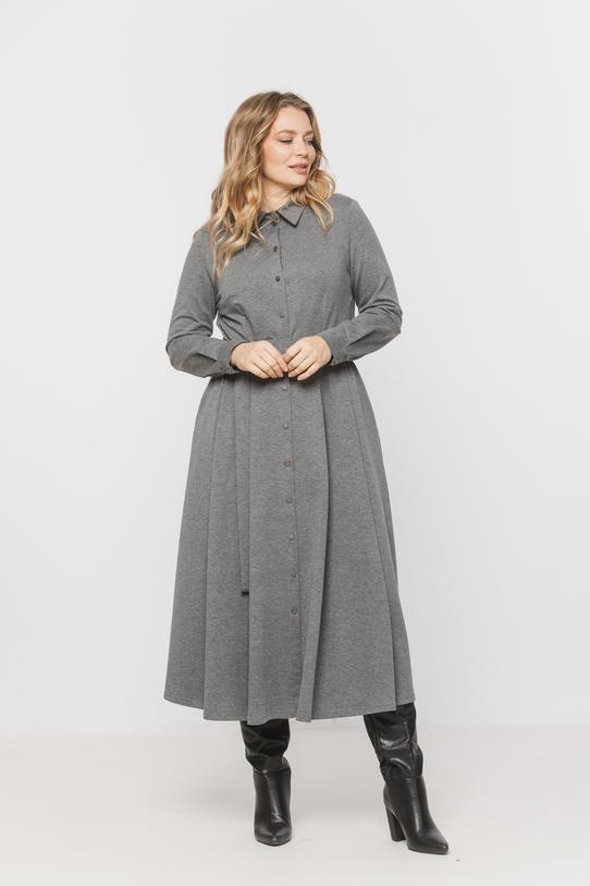 Wizualizacja Szmizjerka midi z szarej melanżowej dzianiny