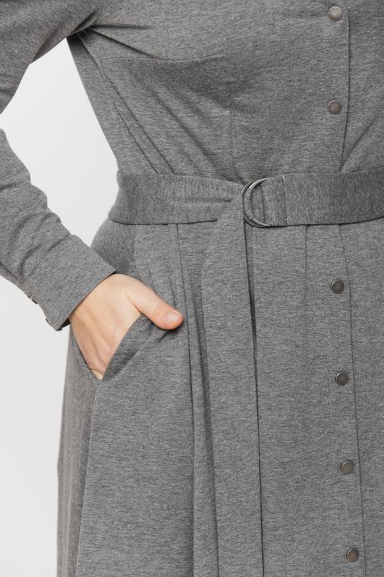 Szmizjerka midi z szarej melanżowej dzianiny - 5