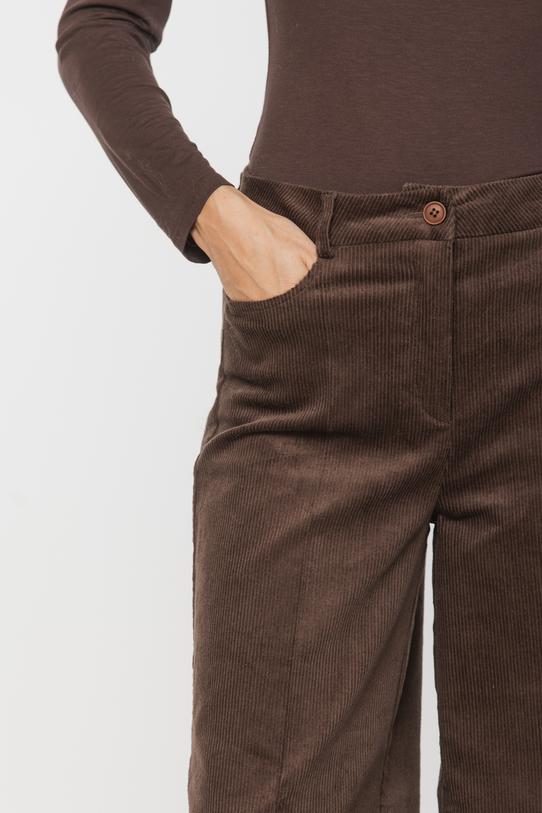 Sztruksowe brązowe spodnie z szerokimi nogawkami - 3
