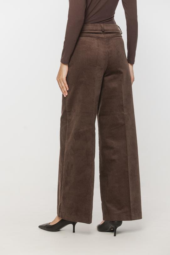 Sztruksowe brązowe spodnie z szerokimi nogawkami - 4