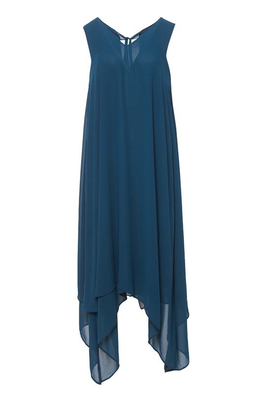 Szyfonowa morska sukienka z efektowym wiązaniem na plecach - 1