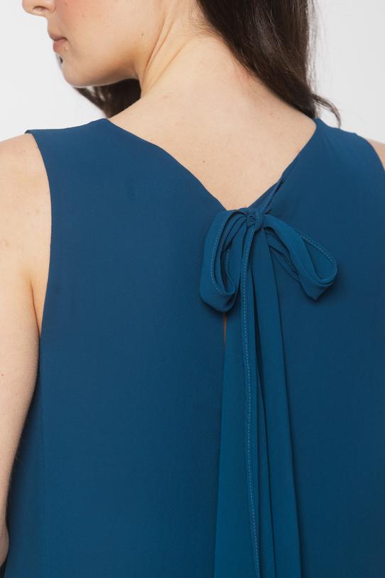 Szyfonowa morska sukienka z efektowym wiązaniem na plecach - 5