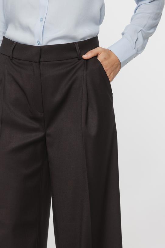 Szykowne ciemnobrązowe spodnie z szerokimi nogawkami - 3