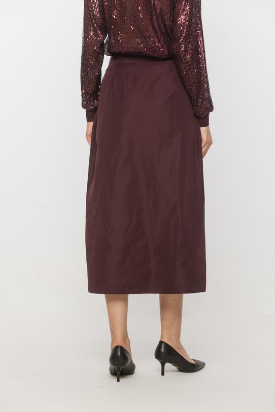 Taftowa spódnica z kontrafałdą w kolorze burgundowym - 3