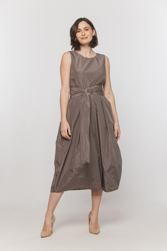 Wizualizacja Taftowa sukienka midi z paskiem i kieszeniami