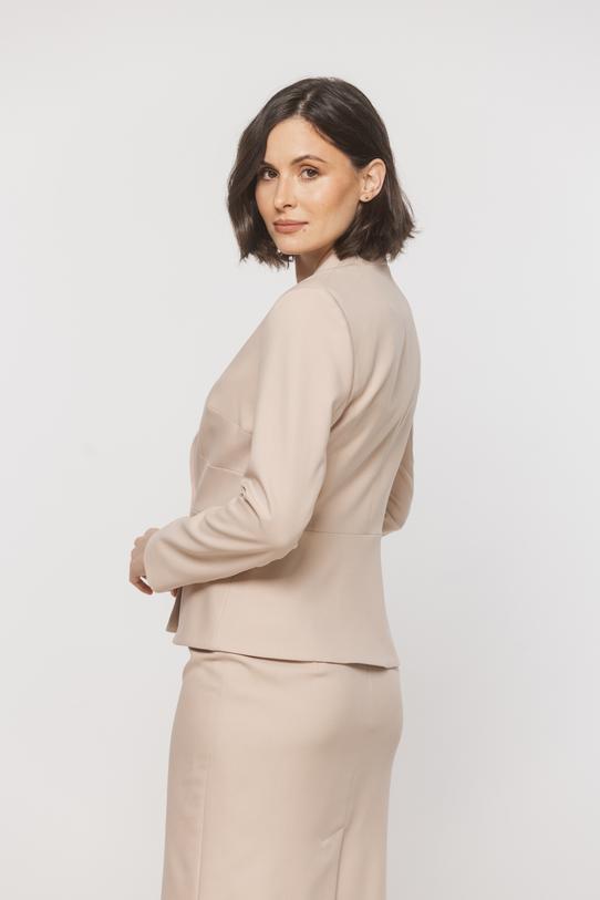 Taliowany beżowy żakiet z delikatnymi poduszkami - 3