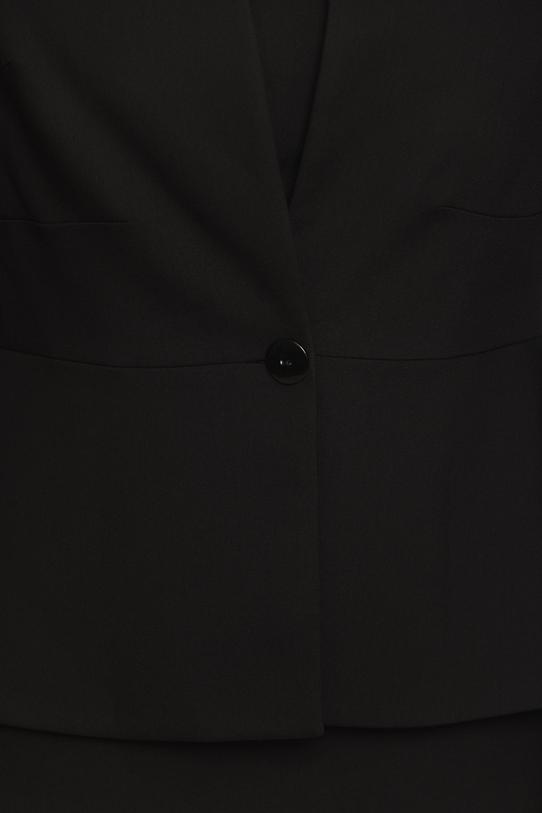 Taliowany czarny żakiet  bez kołnierza w nowoczesnym stylu - 6