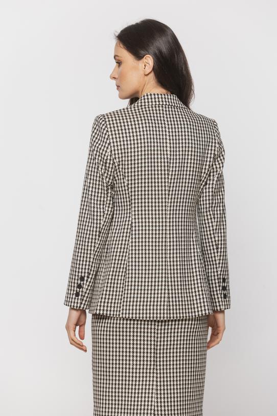 Taliowany żakiet w pepitkę z eleganckimi patkami - 3