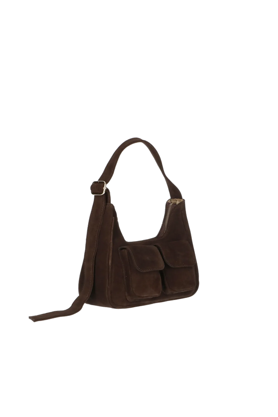 Mała stylowa torebka z brązowego zamszu - 1