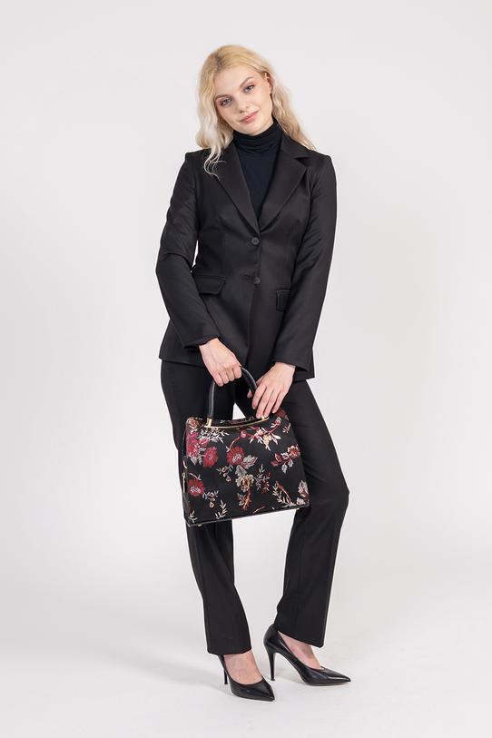Elegancka torebka kuferkowa w kwiatowy wzór z efektem haftu - 3