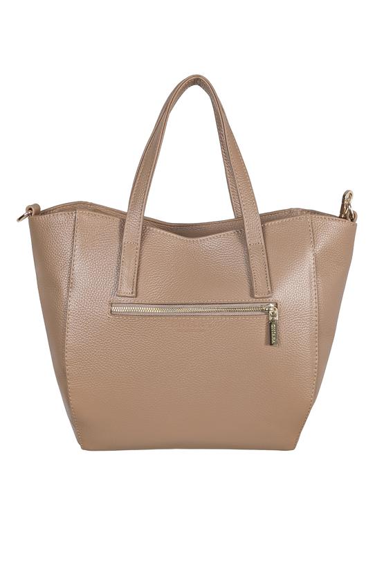 Duża skórzana beżowa torba na co dzień - 1
