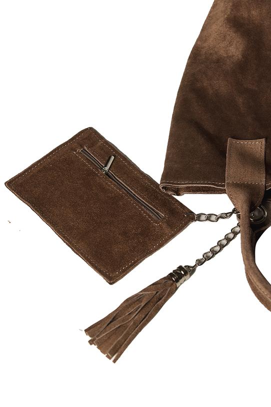 Torebka typu shopper z naturalnej skóry zamszowej