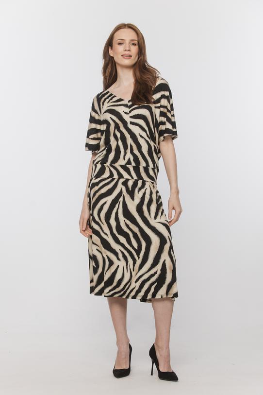 Wizualizacja Trapezowa dzianinowa spódnica w zwierzęcy wzór