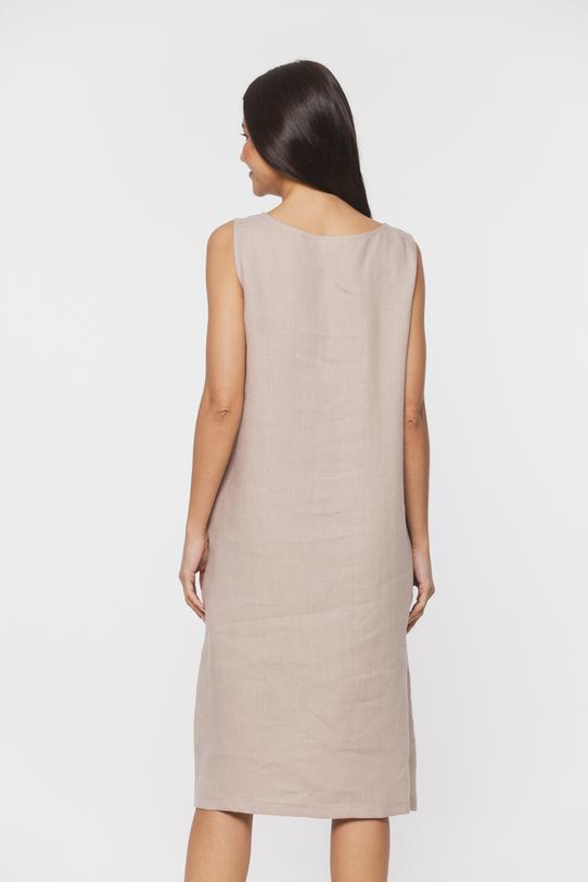 Trapezowa lniana sukienka bez rękawa - 3