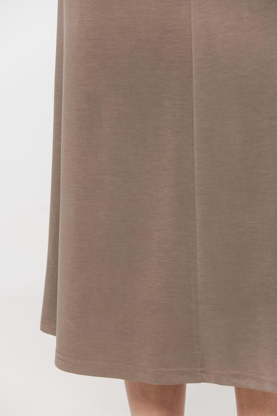 Trapezowa spódnica midi z beżowej dzianiny - 4