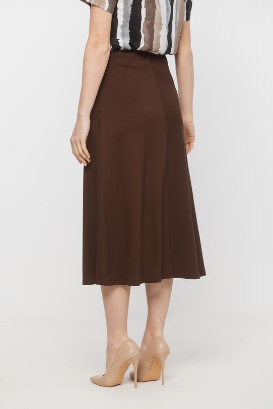 Trapezowa spódnica midi z brązowej dzianiny - 3