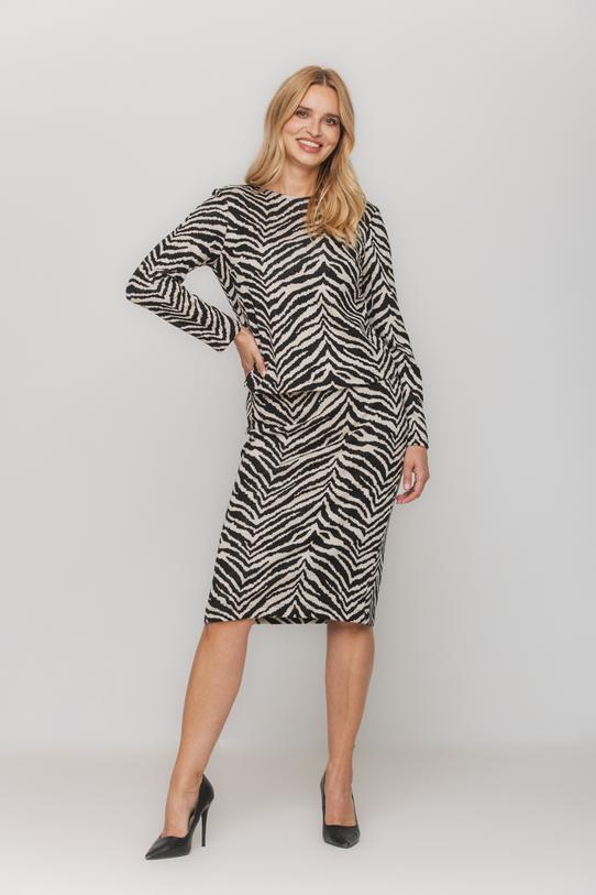 Wizualizacja Prosta spódnica z grubej mięsistej dzianiny o wzorze zebry